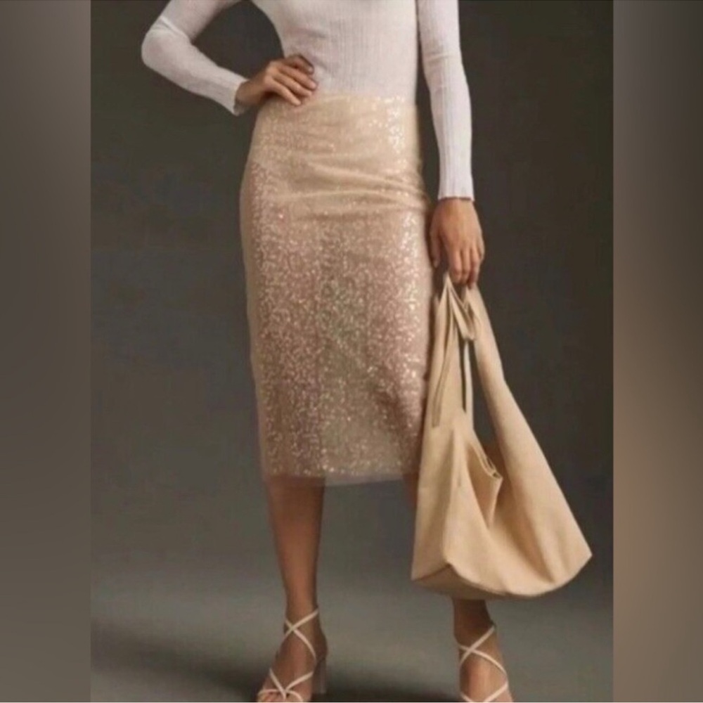 Jason Wu Cream Sequin Pencil Skirt